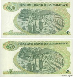 5 Dollars Lot ZIMBABWE Harare 1994 P.02d et P.02e UNC-