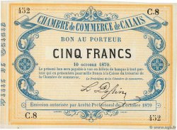 5 Francs FRANCE regionalism and miscellaneous Calais 1870 JER.62.11A UNC-