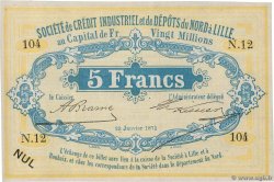 5 Francs Annulé FRANCE regionalismo e varie Lille 1871 JER.59.42D AU