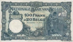 100 Francs - 20 Belgas BELGIQUE  1929 P.102 pr.SPL