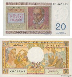 20 et 50 Francs Lot BÉLGICA  1948 P.132a et P.133a FDC