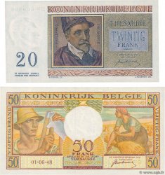 20 et 50 Francs Lot BELGIUM  1948 P.132a et P.133a UNC