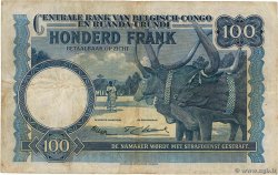 100 Francs BELGA CONGO  1953 P.25a BC+