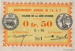 50 Centimes IVORY COAST  1917 P.01b XF