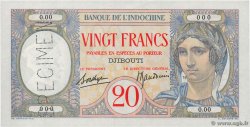 20 Francs Spécimen DJIBOUTI  1941 P.07As AU