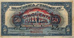 50 Centimos on 50 Pesos Fuertes PARAGUAY  1943 P.172a fSS