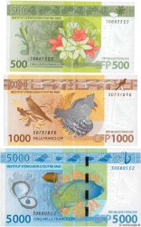500, 1000 et 5000 Francs Lot POLYNESIA, FRENCH OVERSEAS TERRITORIES  2014 P.05, P.06 et P.07 UNC