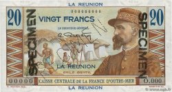 20 Francs Émile Gentil Spécimen REUNION INSEL  1946 P.43s fST+