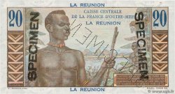 20 Francs Émile Gentil Spécimen REUNION  1946 P.43s UNC-