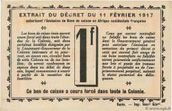 1 Franc SENEGAL  1917 P.02b VZ+
