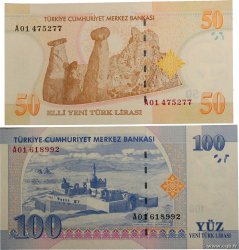 50 et 100 Lira TURQUIE  2005 P.220 et P.221 NEUF
