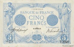 5 Francs BLEU FRANKREICH  1913 F.02.20 VZ+