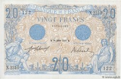 20 Francs BLEU FRANCIA  1912 F.10.02 EBC+