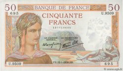 50 Francs CÉRÈS modifié FRANCE  1939 F.18.20 SUP+