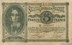 5 Francs BELGIUM  1915 P.088 F