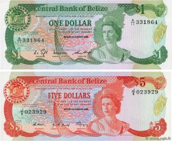 1 et 5 Dollars Lot BELIZE  1986 P.46b et P.47b pr.NEUF