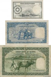 1, 10 et 100 Rupees Lot BURMA (SEE MYANMAR)  1953 P.38, P.40 et P.41 F+