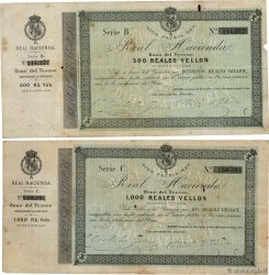 500 et 1000 Reales Vellon Lot ESPAGNE Bayona 1873 P.- TB