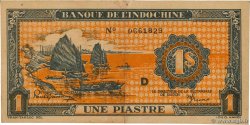 1 Piastre orange INDOCINA FRANCESE  1945 P.058b SPL