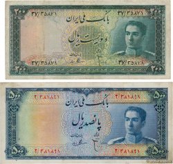 200 et 500 Rials Lot IRáN  1951 P.051 et 052 RC a BC