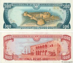 500 et 1000 Pesos Oro Lot DOMINICAN REPUBLIC  1997 P.157c et P.158b UNC