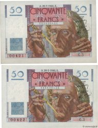 50 Francs LE VERRIER Consécutifs FRANCE  1946 F.20.02