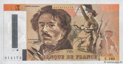 100 Francs DELACROIX imprimé en continu Fauté FRANCIA  1990 F.69bis.02d SPL