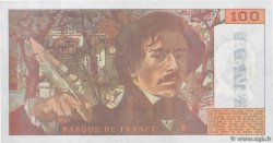 100 Francs DELACROIX imprimé en continu Fauté FRANCIA  1990 F.69bis.02d EBC