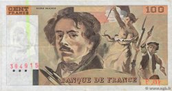 100 Francs DELACROIX imprimé en continu Fauté FRANCIA  1991 F.69bis.03b2 BB