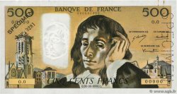 500 Francs PASCAL Spécimen FRANKREICH  1968 F.71.01Spn fVZ
