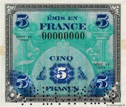 5 Francs DRAPEAU Spécimen FRANCIA  1944 VF.17.00Sp AU
