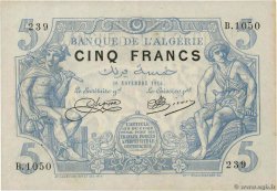 5 Francs ALGERIA  1916 P.071a q.SPL