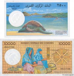 2500 et 10000 Francs Lot COMORE  1997 P.13 et P.14 q.FDC