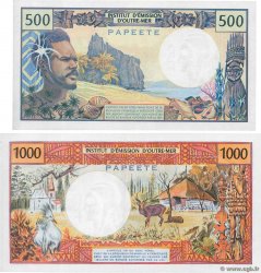 500 et 1000 Francs Lot TAHITI Papeete 1985 P.25d et P.27d SC+