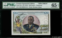 100 Francs Spécimen AFRIQUE ÉQUATORIALE FRANÇAISE  1957 P.32s NEUF