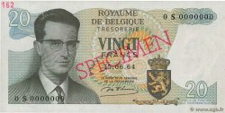 20 Francs Spécimen BELGIQUE  1964 P.138s pr.NEUF