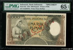 5000 Rupiah Spécimen INDONÉSIE  1958 P.063s NEUF