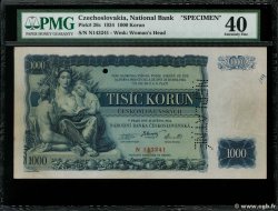 1000 Korun Spécimen TCHÉCOSLOVAQUIE  1934 P.026s TTB+