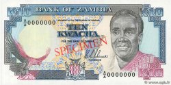 10 Kwacha Spécimen ZAMBIA  1989 P.31as UNC