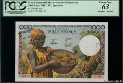 1000 Francs Spécimen FRENCH EQUATORIAL AFRICA  1957 P.34s