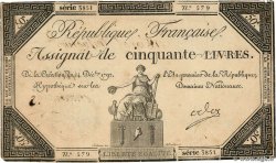 50 Livres Vérificateur FRANCE  1792 Ass.39a VF