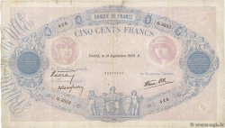 500 Francs BLEU ET ROSE modifié FRANCE  1939 F.31.39 F