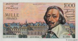 1000 Francs RICHELIEU FRANCE  1955 F.42.10 UNC