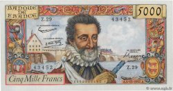 5000 Francs HENRI IV FRANKREICH  1957 F.49.04 VZ