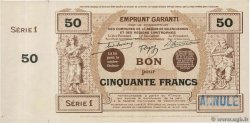 50 Francs Annulé FRANCE Regionalismus und verschiedenen Valenciennes 1916 JP.59.2573var VZ+