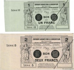 1 et 2 Francs Non émis FRANCE regionalismo y varios Valenciennes 1916 JP.59.2576 SC