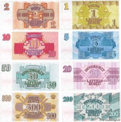 1 Rublis au 500 Rublu Lot LETTONIE  1992 P.35 au P.42 NEUF