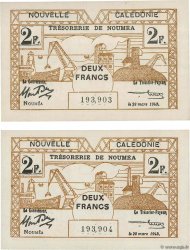 2 Francs Consécutifs NOUVELLE CALÉDONIE  1943 P.56a q.FDC