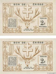 2 Francs Consécutifs NOUVELLE CALÉDONIE  1943 P.56a SC+
