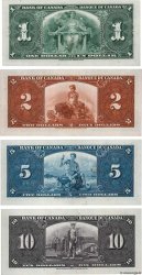 1, 2, 5 et 10 Dollars Lot CANADA  1937 P.058d, P.059b, P.060c et P.061b SUP+